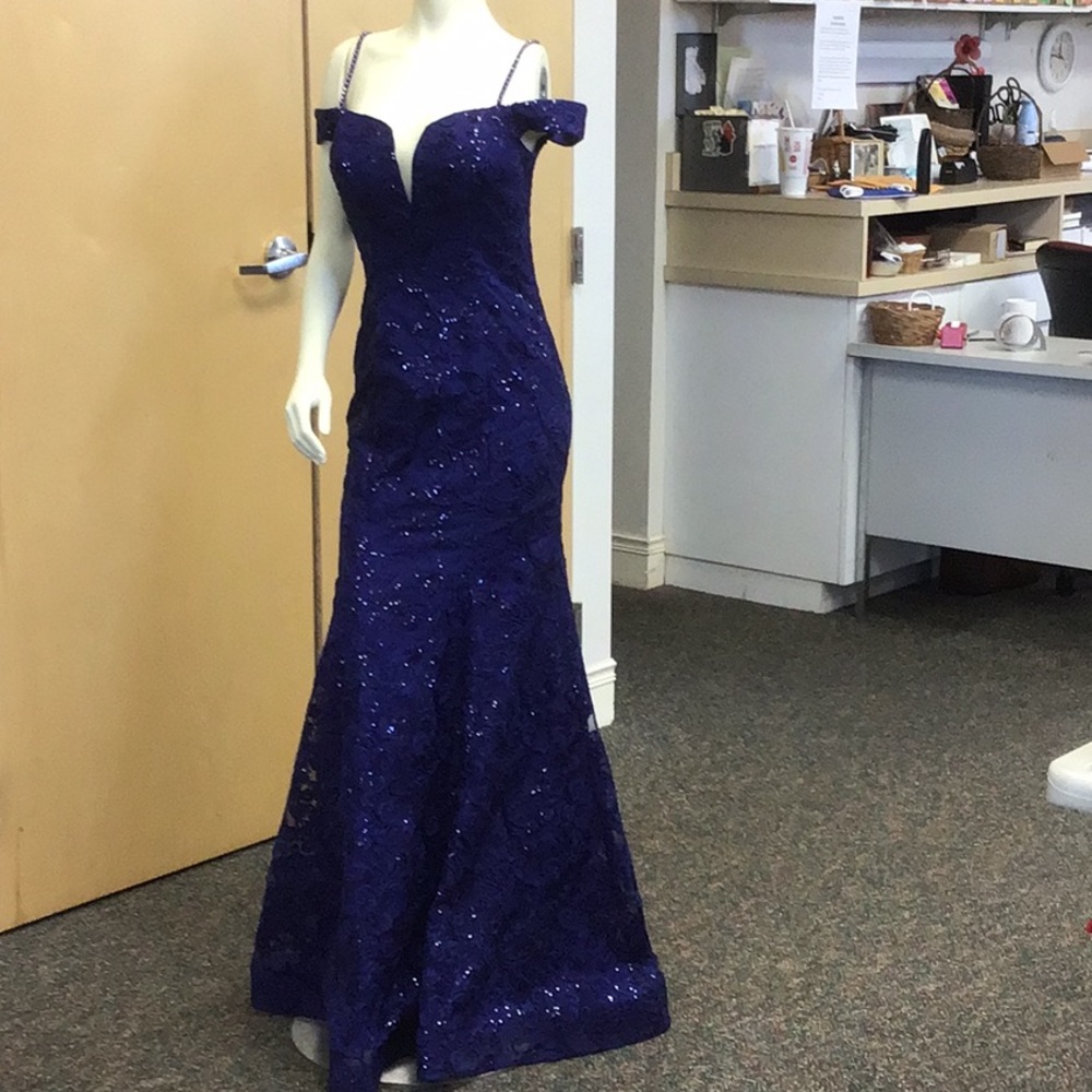Sapphire blue formal dress.